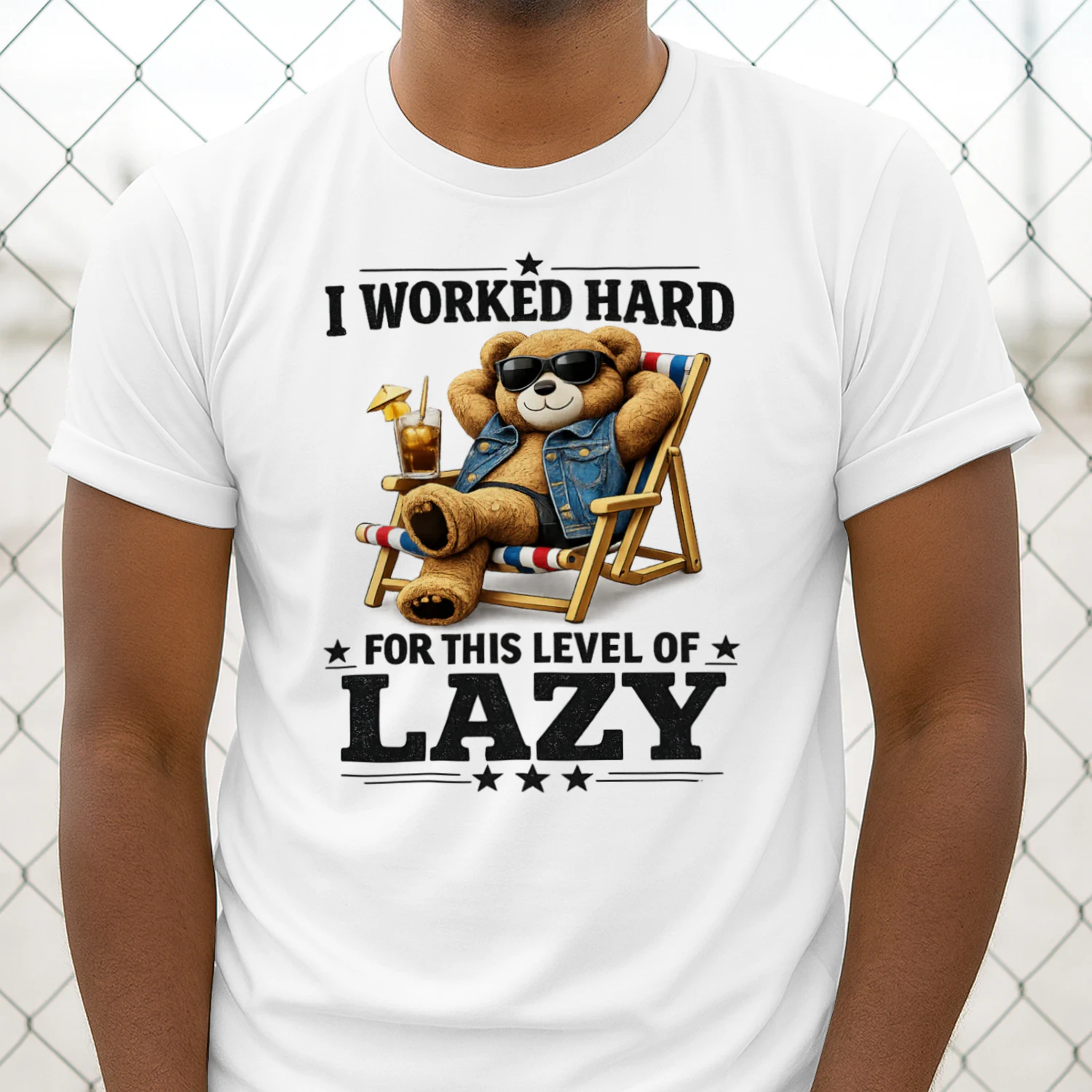 I Worked Hard for This Level of Lazy – Relaxed Bear Graphic Tee |JOMINAFY®