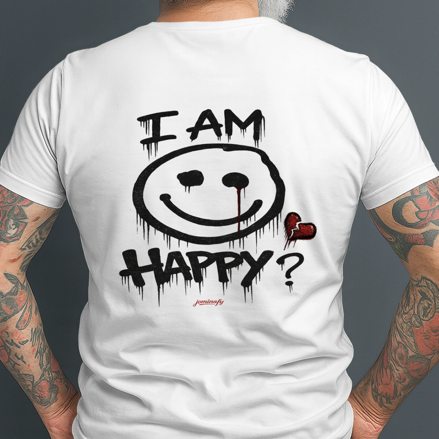 I Am Happy? Dripping Smile Graphic T-Shirt | Dark Streetwear Oversized Tee|JOMINAFY®