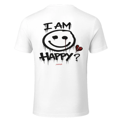 I Am Happy? Dripping Smile Graphic T-Shirt | Dark Streetwear Oversized Tee