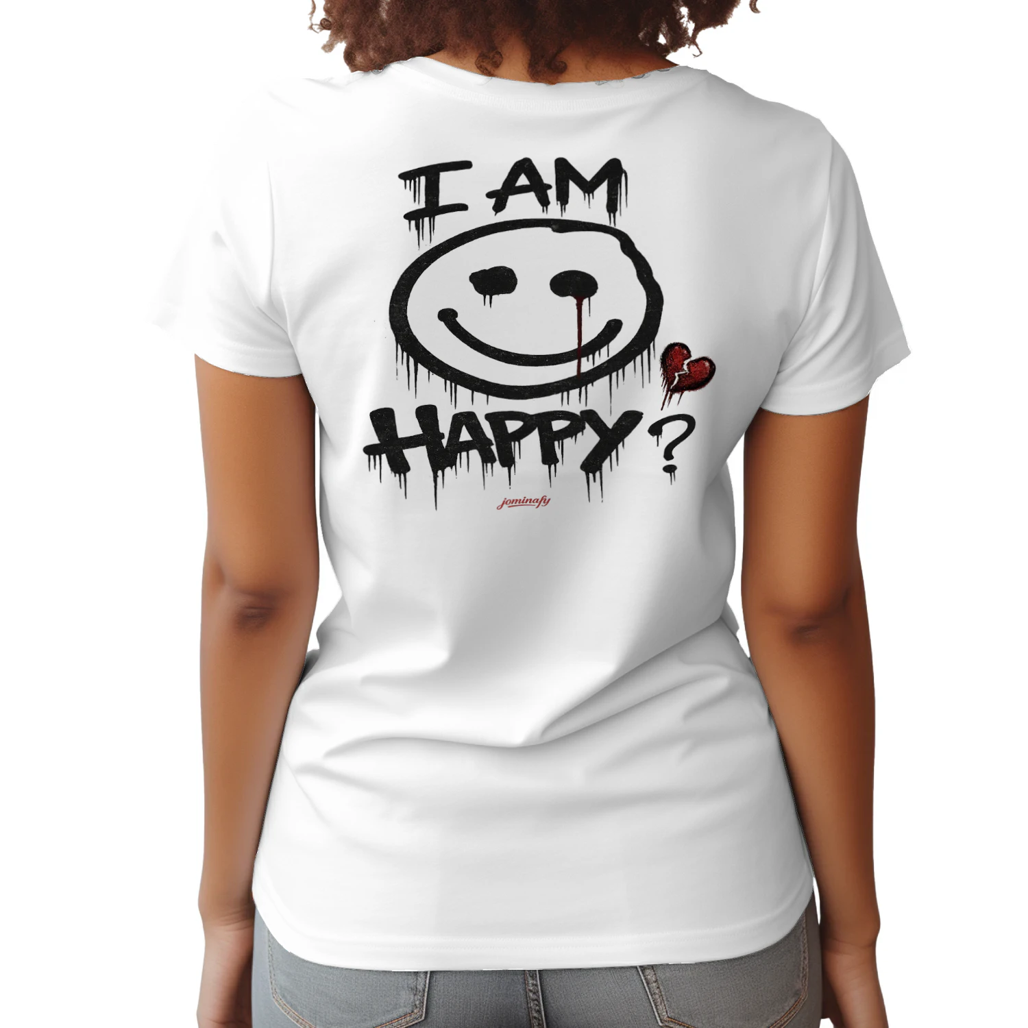 I Am Happy? Dripping Smile Graphic T-Shirt | Dark Streetwear Oversized Tee|JOMINAFY®