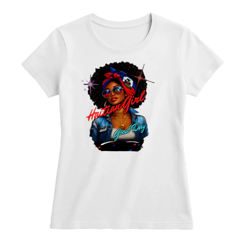 Haitian Girl and Good Day Shirt, Haitian Pride Tee, Afro Black Girl Magic T Shirt, Haitian Flag Graphic Tee Gift