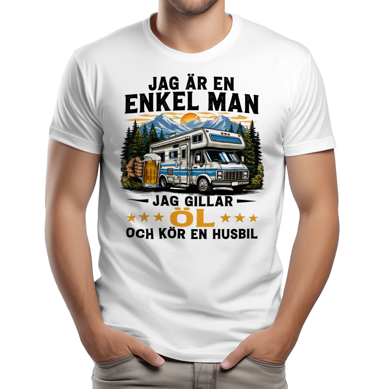 JAG ÄR EN ENKEL MAN JAG GILLAR ÖL OCH KÖR EN HUSBIL
