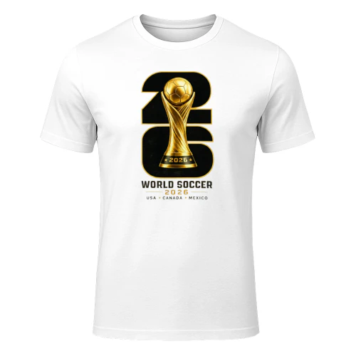 World Soccer 2026 Gold Trophy T-Shirt ⚽ Premium Football Fan Graphic Tee for Men & Women – Get Yours!