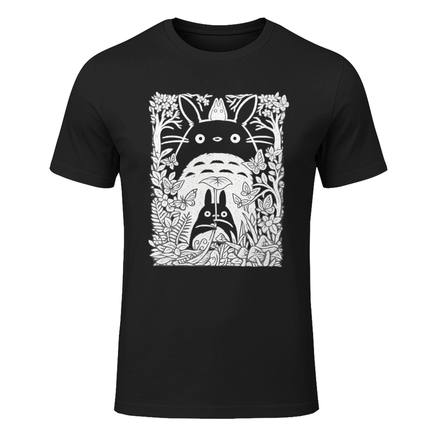 Forest Spirit Line Art T-Shirt 🌿 | Nature Inspired Anime Style Graphic Tee | Cozy Woodland Aesthetic Shirt – Get Yours!