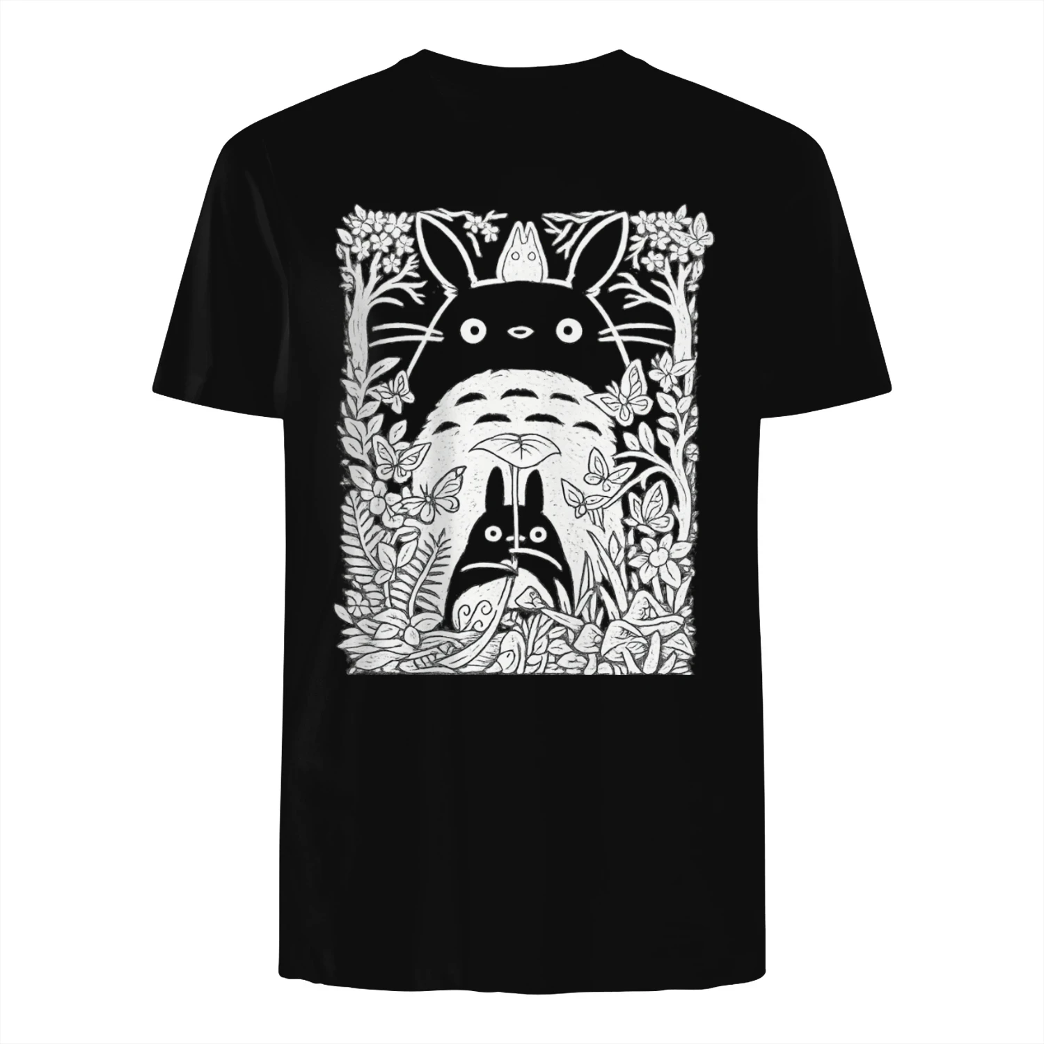 Forest Spirit Line Art T-Shirt 🌿 | Nature Inspired Anime Style Graphic Tee | Cozy Woodland Aesthetic Shirt – Get Yours!