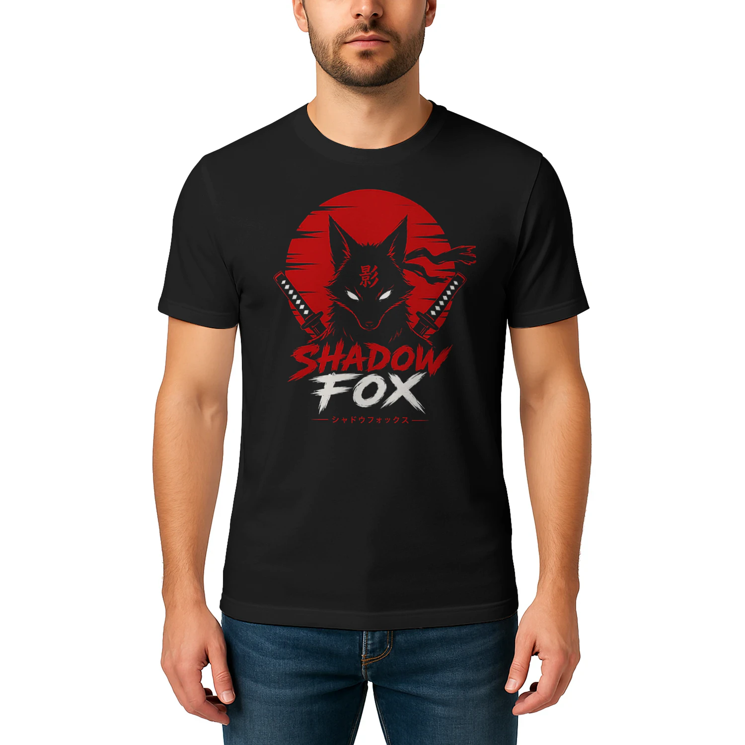 Shadow Fox Samurai T-Shirt – Japanese Anime Style Graphic Tee