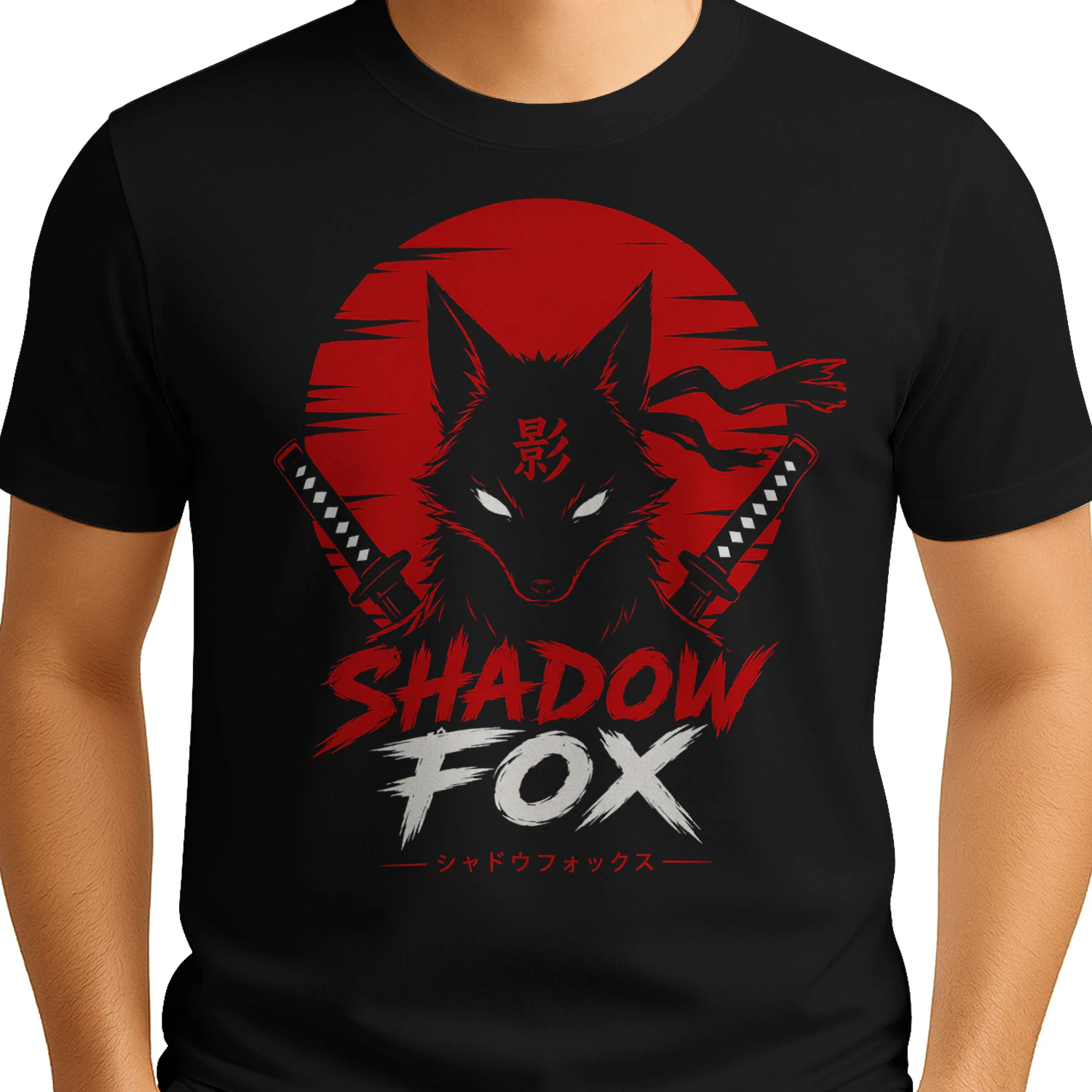 Shadow Fox Samurai T-Shirt – Japanese Anime Style Graphic Tee