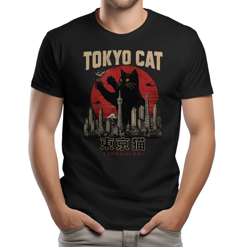 🐱 Tokyo Cat Giant Kaiju Graphic T-Shirt – Japanese Streetwear Vintage Neko City Design 🎌 Get Yours Today!
