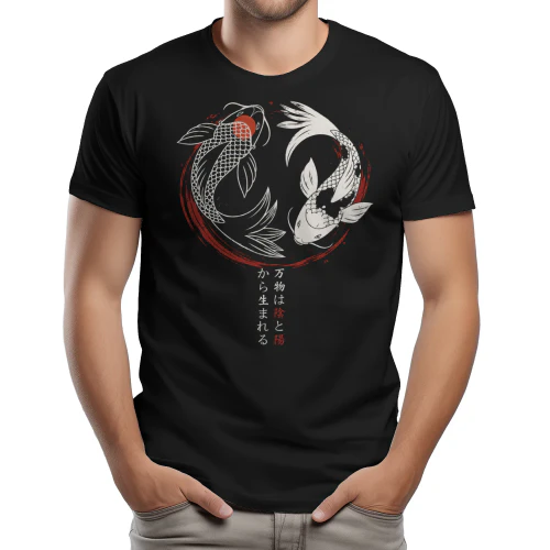 🎌 Japanese Koi Fish Graphic Tee – Oversized Harajuku Streetwear Shirt, Yin Yang Art Design 🔥 Shop Today!