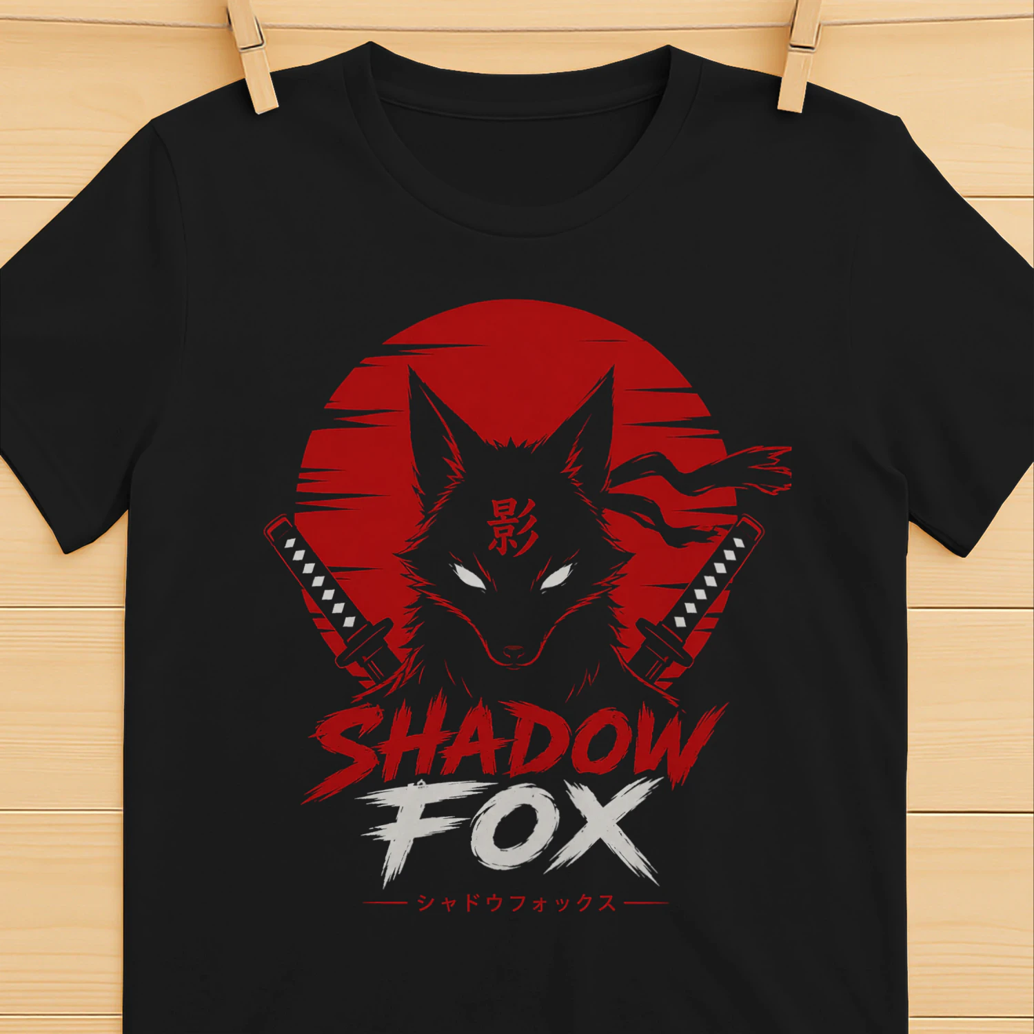 Shadow Fox Samurai T-Shirt – Japanese Anime Style Graphic Tee