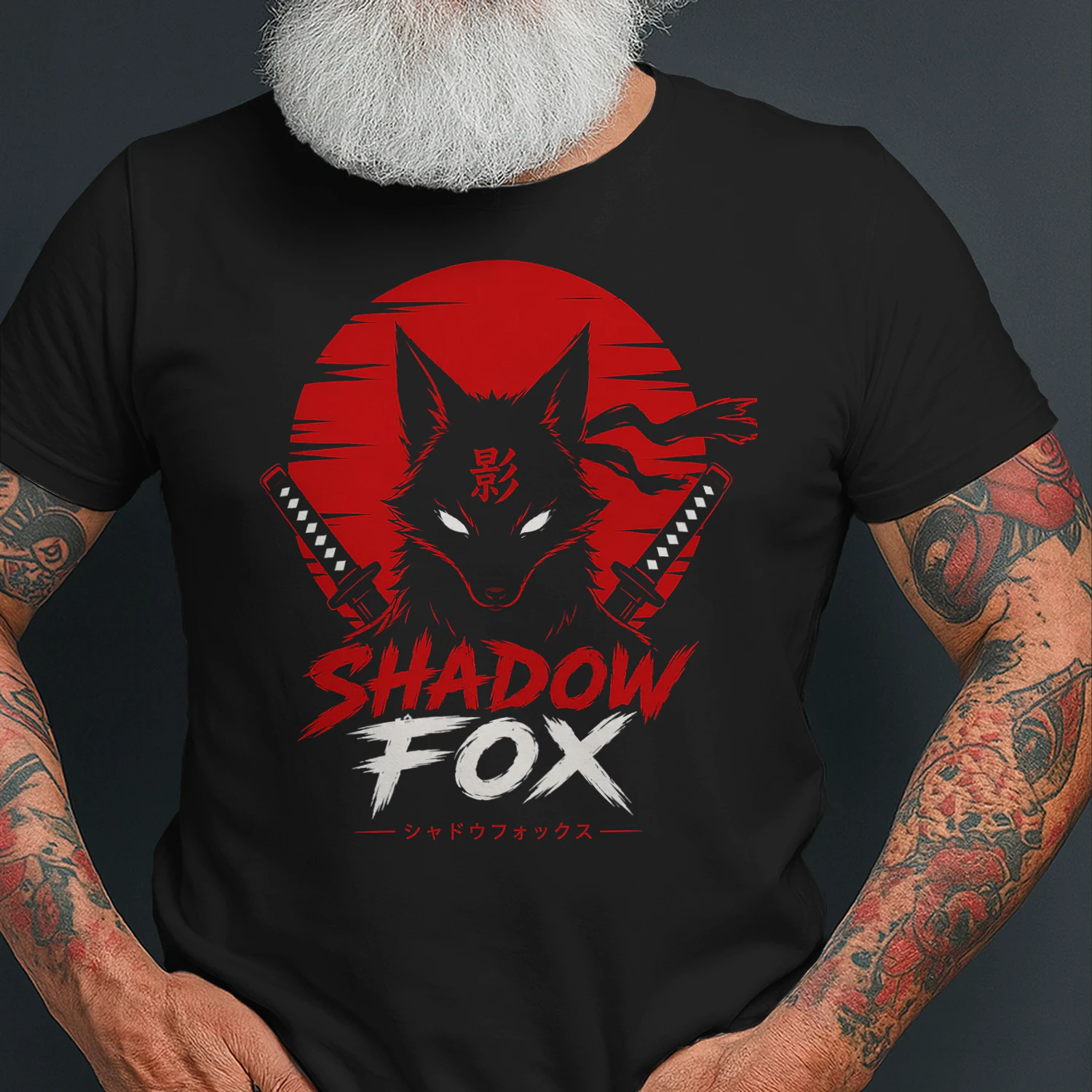 Shadow Fox Samurai T-Shirt – Japanese Anime Style Graphic Tee