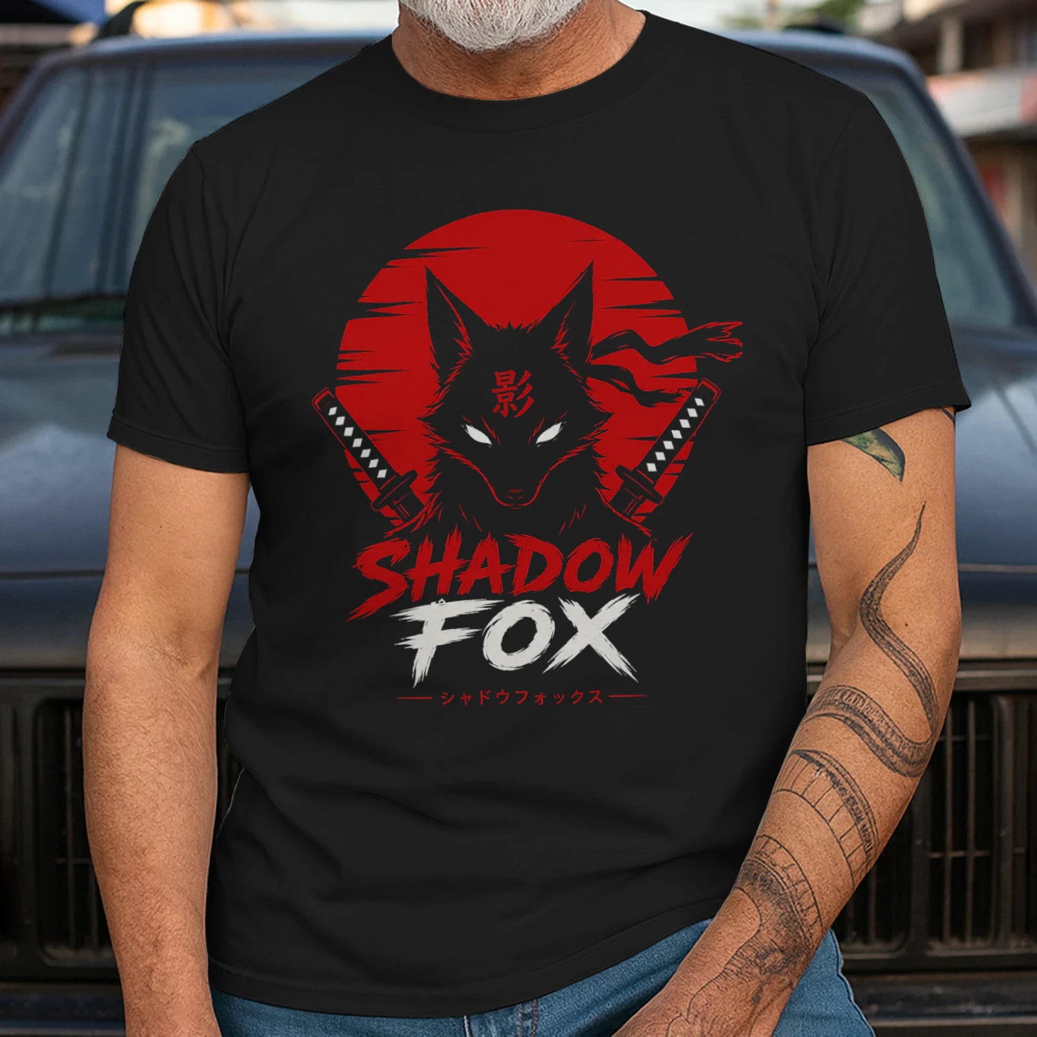 Shadow Fox Samurai T-Shirt – Japanese Anime Style Graphic Tee