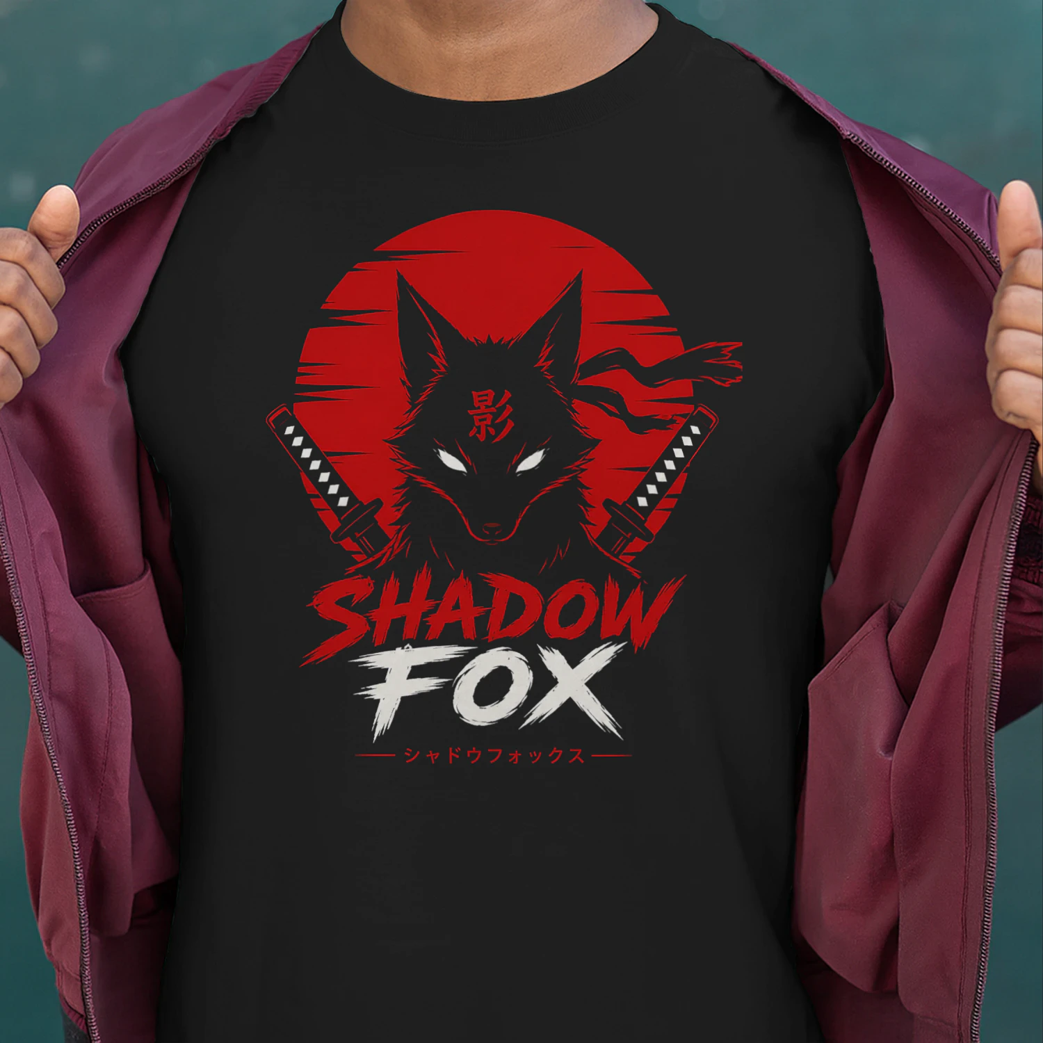 Shadow Fox Samurai T-Shirt – Japanese Anime Style Graphic Tee