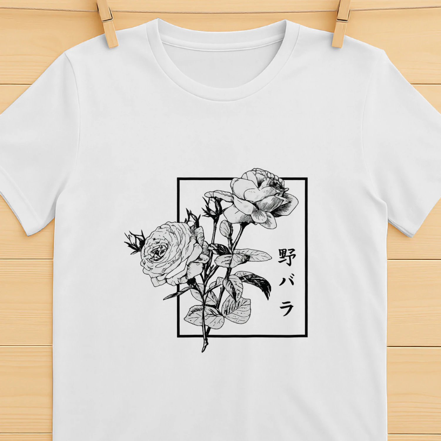 Wild Rose Japanese Streetwear Shirt 🌸 | Vintage Floral Graphic Tee for Anime & Aesthetic Lovers – Shop Today!