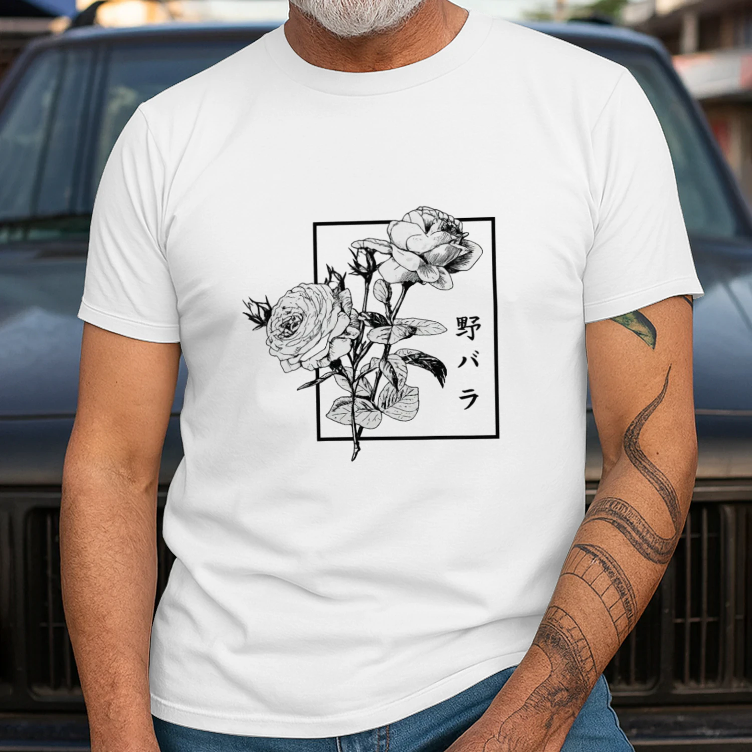 Wild Rose Japanese Streetwear Shirt 🌸 | Vintage Floral Graphic Tee for Anime & Aesthetic Lovers – Shop Today!