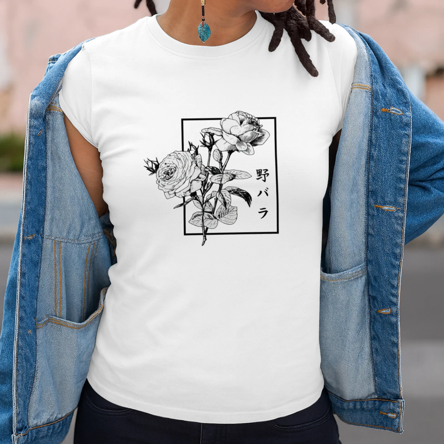 Wild Rose Japanese Streetwear Shirt 🌸 | Vintage Floral Graphic Tee for Anime & Aesthetic Lovers – Shop Today!