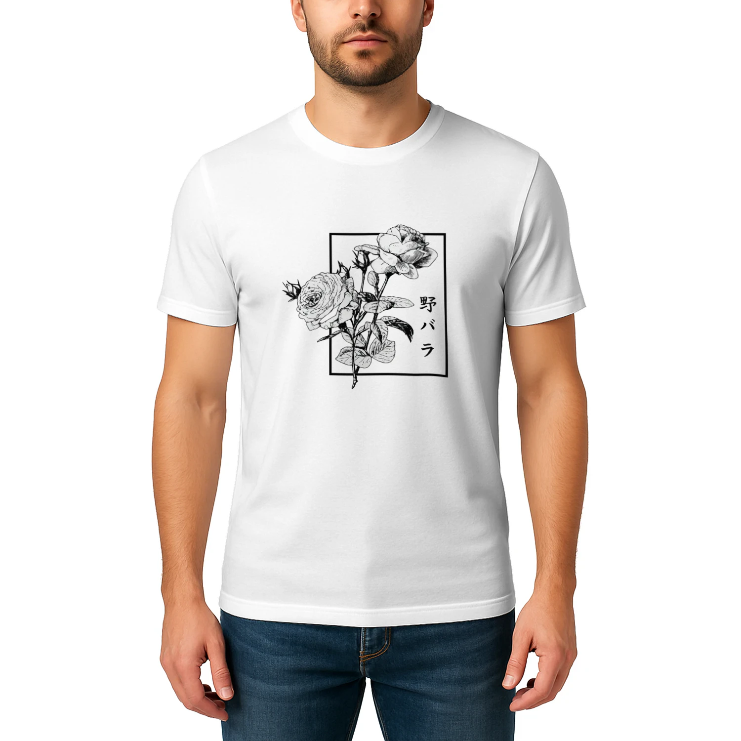 Wild Rose Japanese Streetwear Shirt 🌸 | Vintage Floral Graphic Tee for Anime & Aesthetic Lovers – Shop Today!