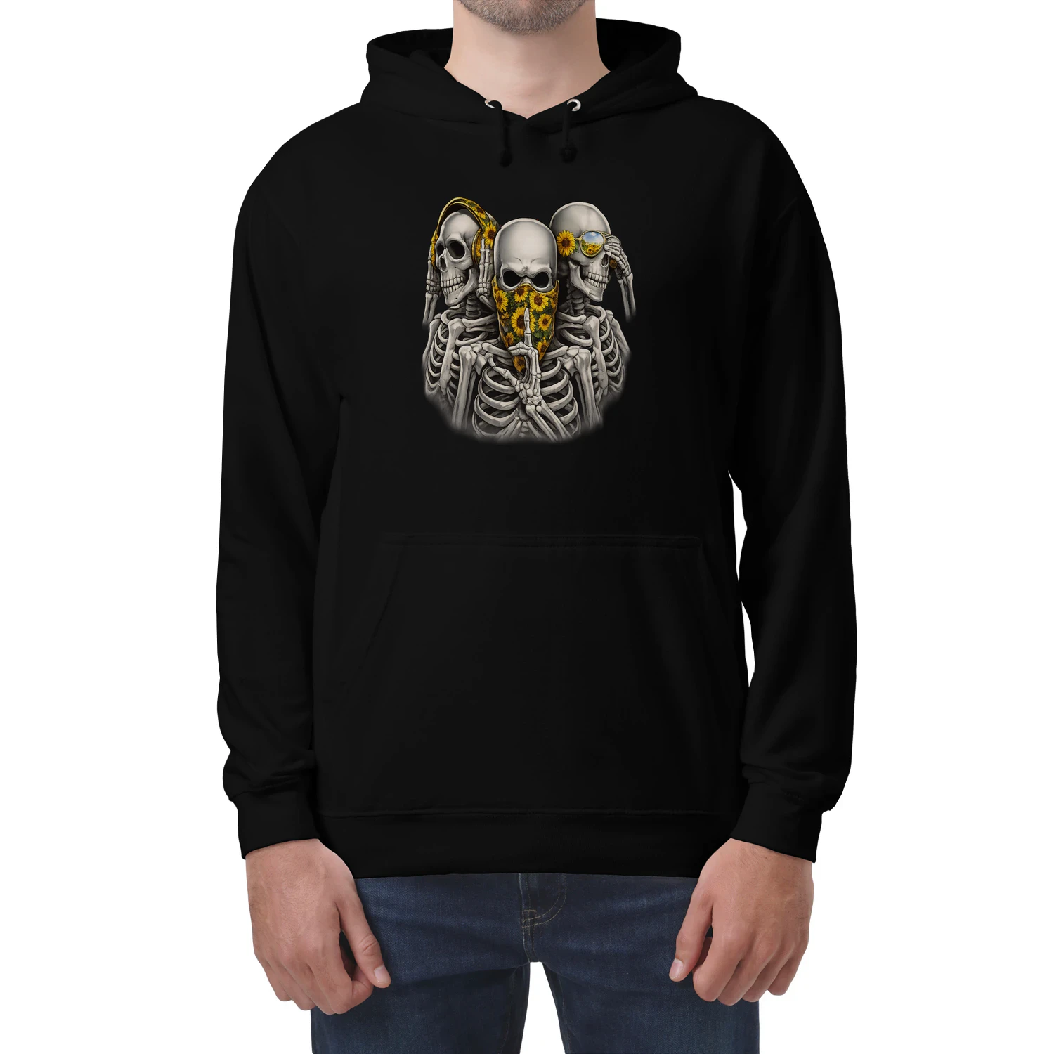 Sunflower Skull Hear No Evil See No Evil Speak No Evil