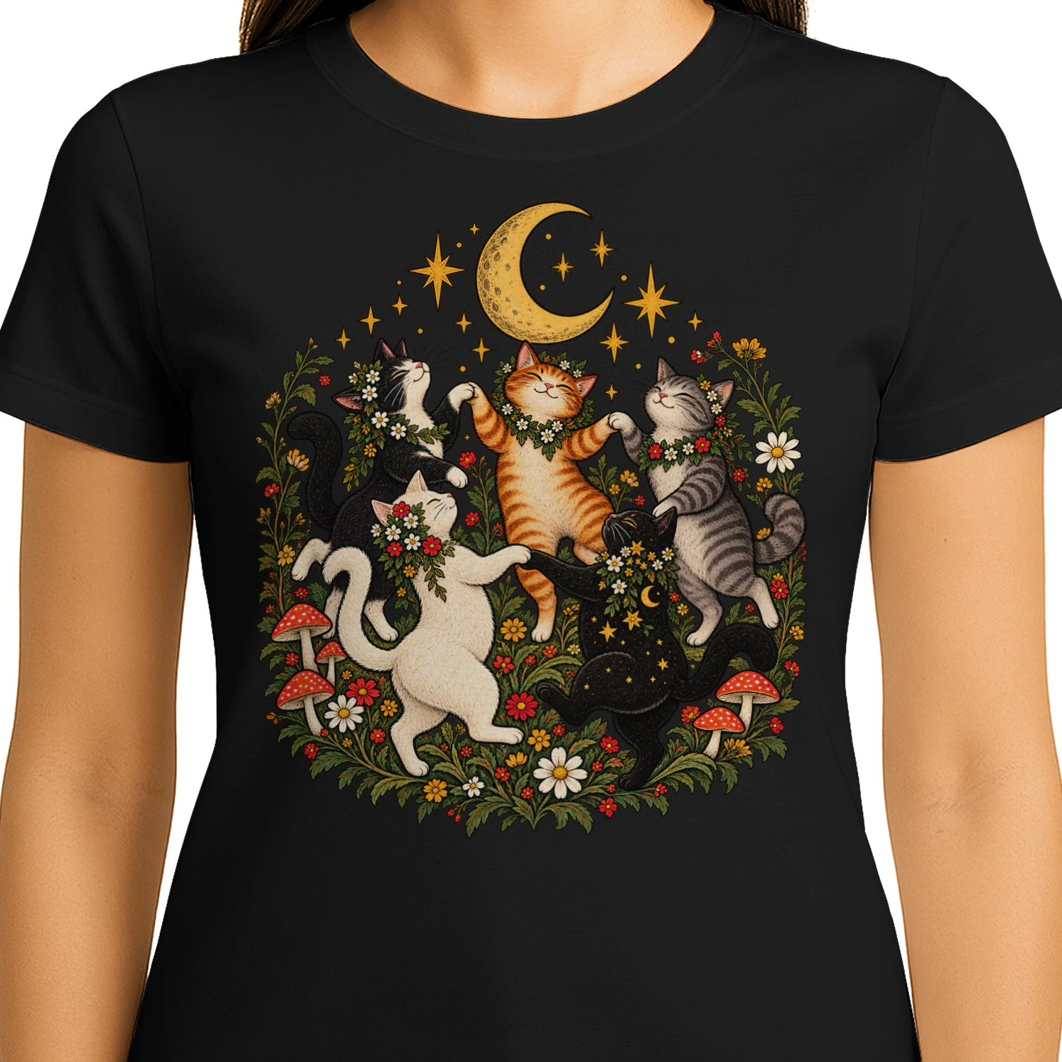 Vintage Katzen T-Shirt – Midnight Cat Dance