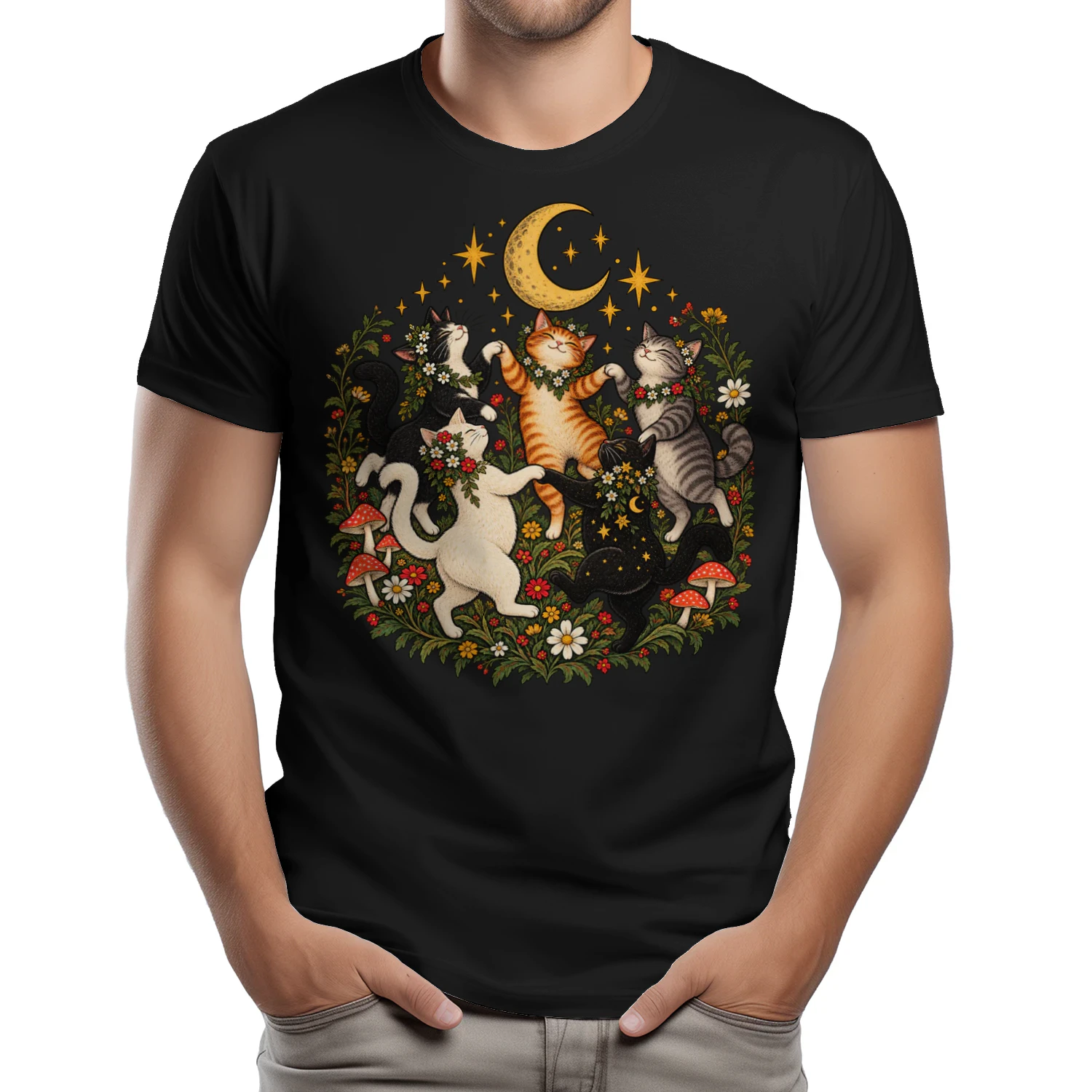 Vintage Katzen T-Shirt – Midnight Cat Dance