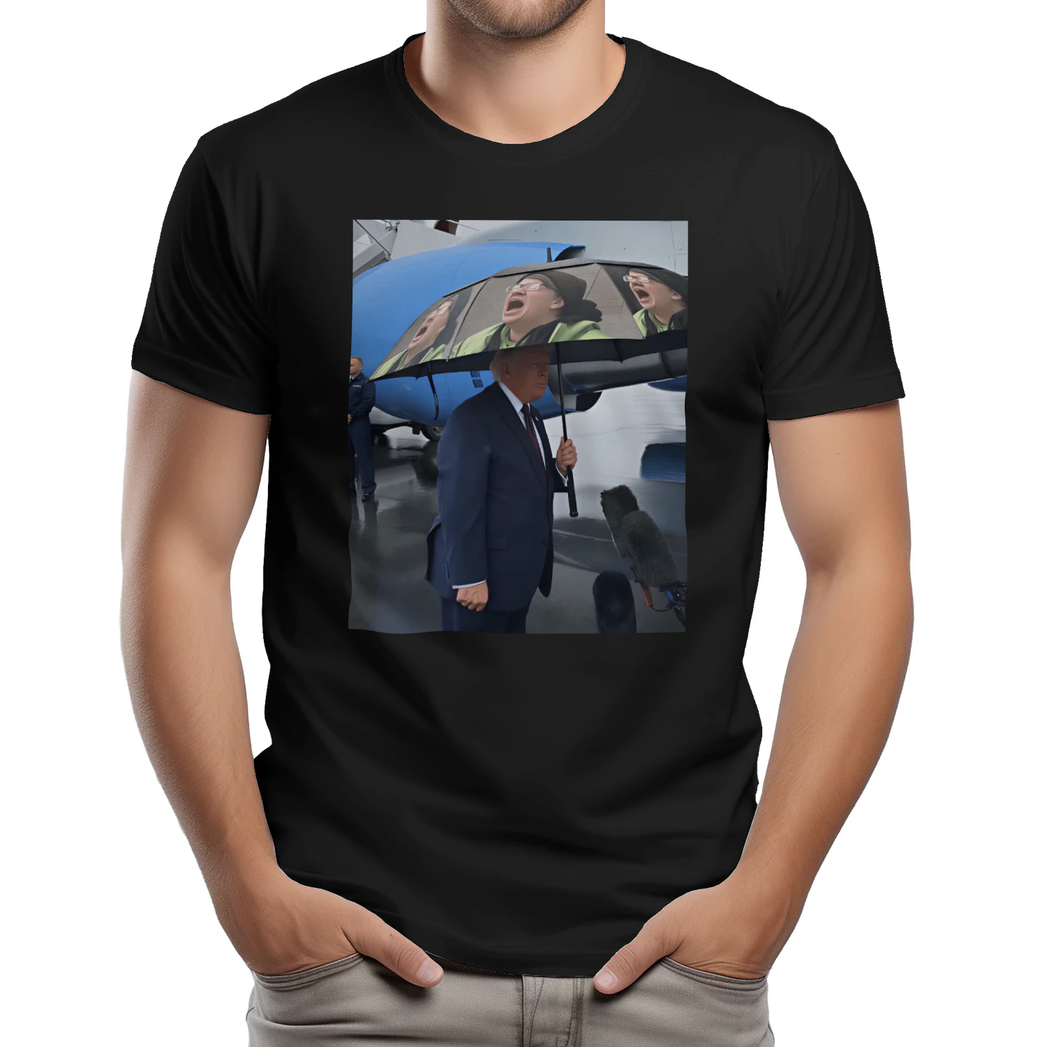 Trump with funny umbrella 