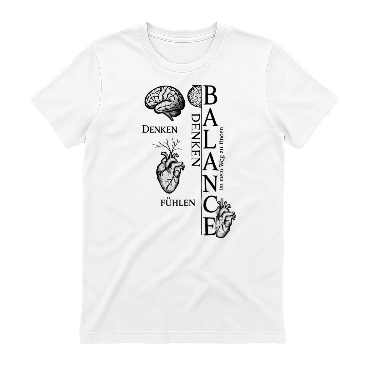 Balance Gehirn & Herz T-Shirt | Minimalistisches Anatomie-Design | Unisex Statement Shirt