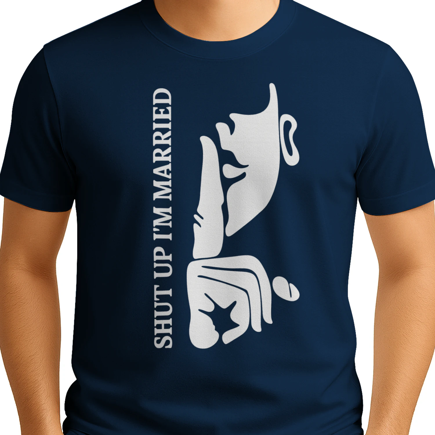 Shut Up I'm Married | Funny Shh Gesture Graphic T-Shirt | Minimalist Couple Tee