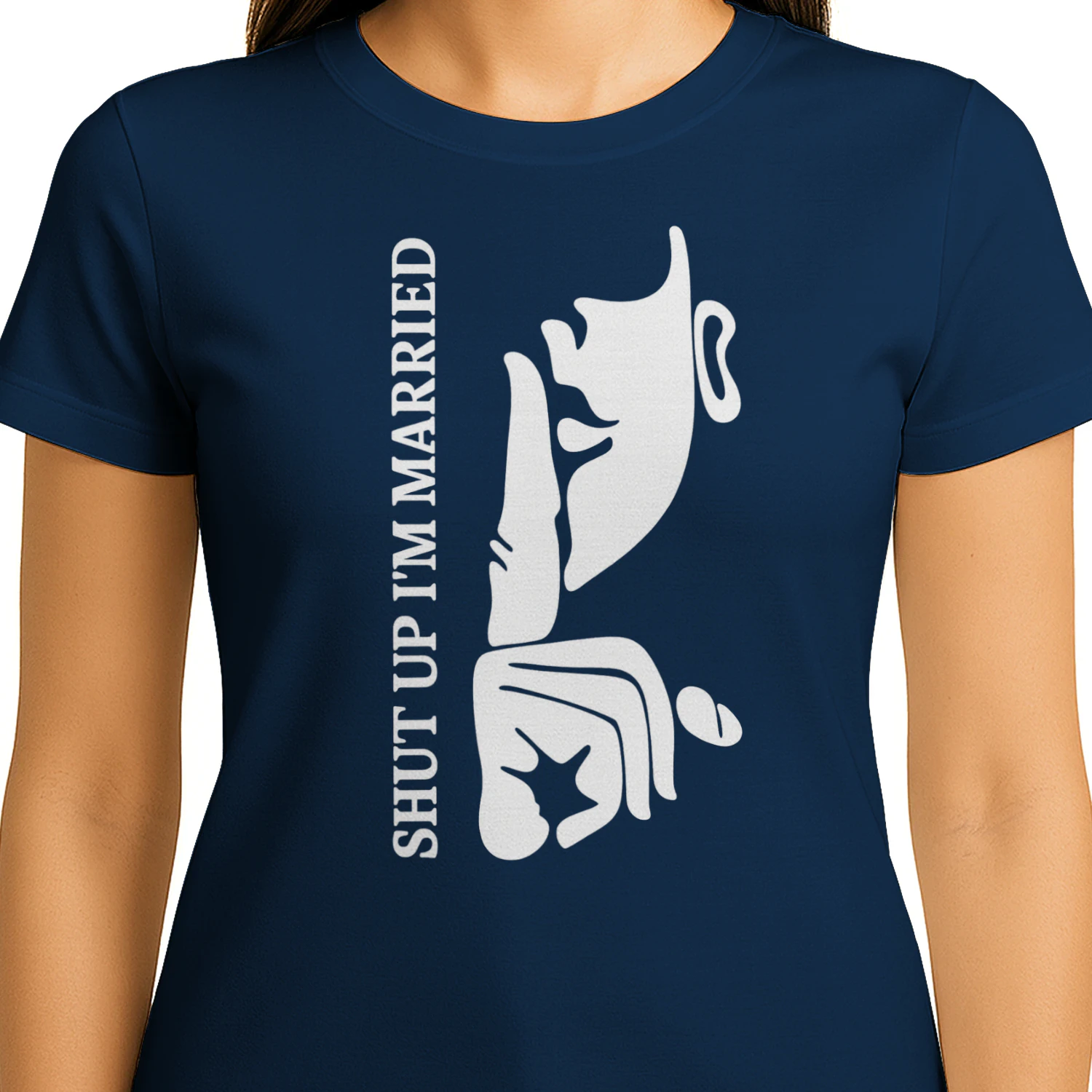 Shut Up I'm Married | Funny Shh Gesture Graphic T-Shirt | Minimalist Couple Tee