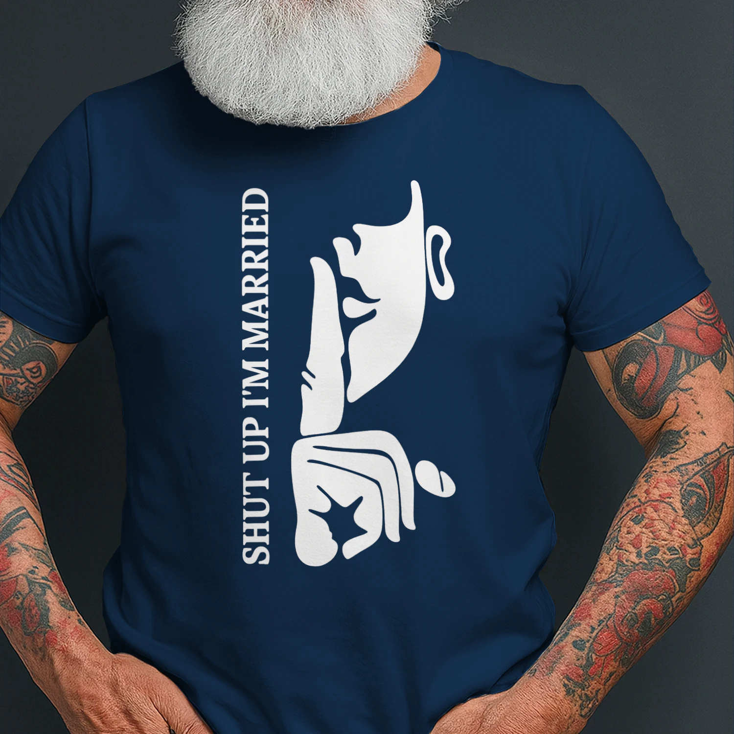 Shut Up I'm Married | Funny Shh Gesture Graphic T-Shirt | Minimalist Couple Tee