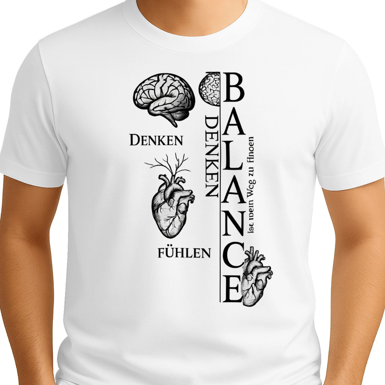 Balance Gehirn & Herz T-Shirt | Minimalistisches Anatomie-Design | Unisex Statement Shirt