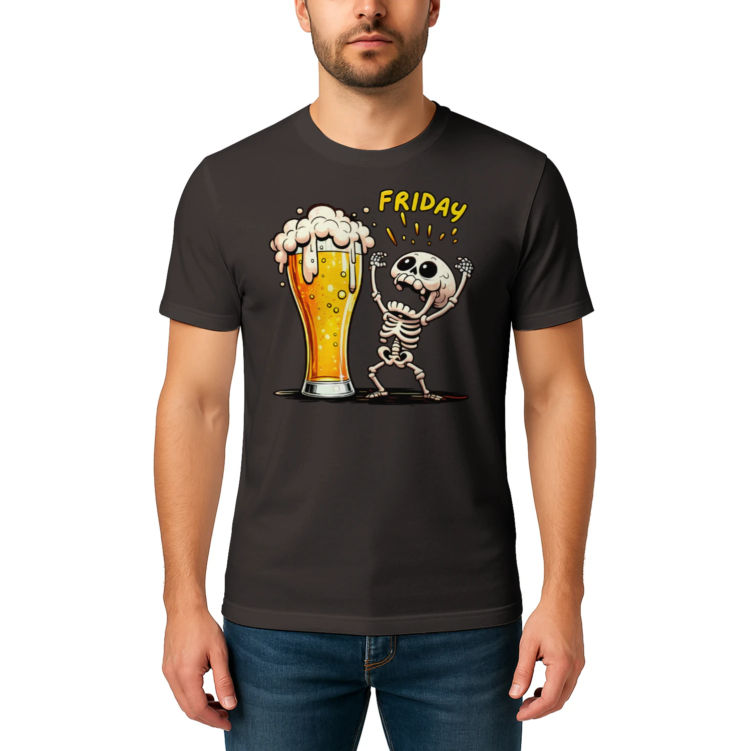 Finally Friday Beer Skeleton Funny T-Shirt