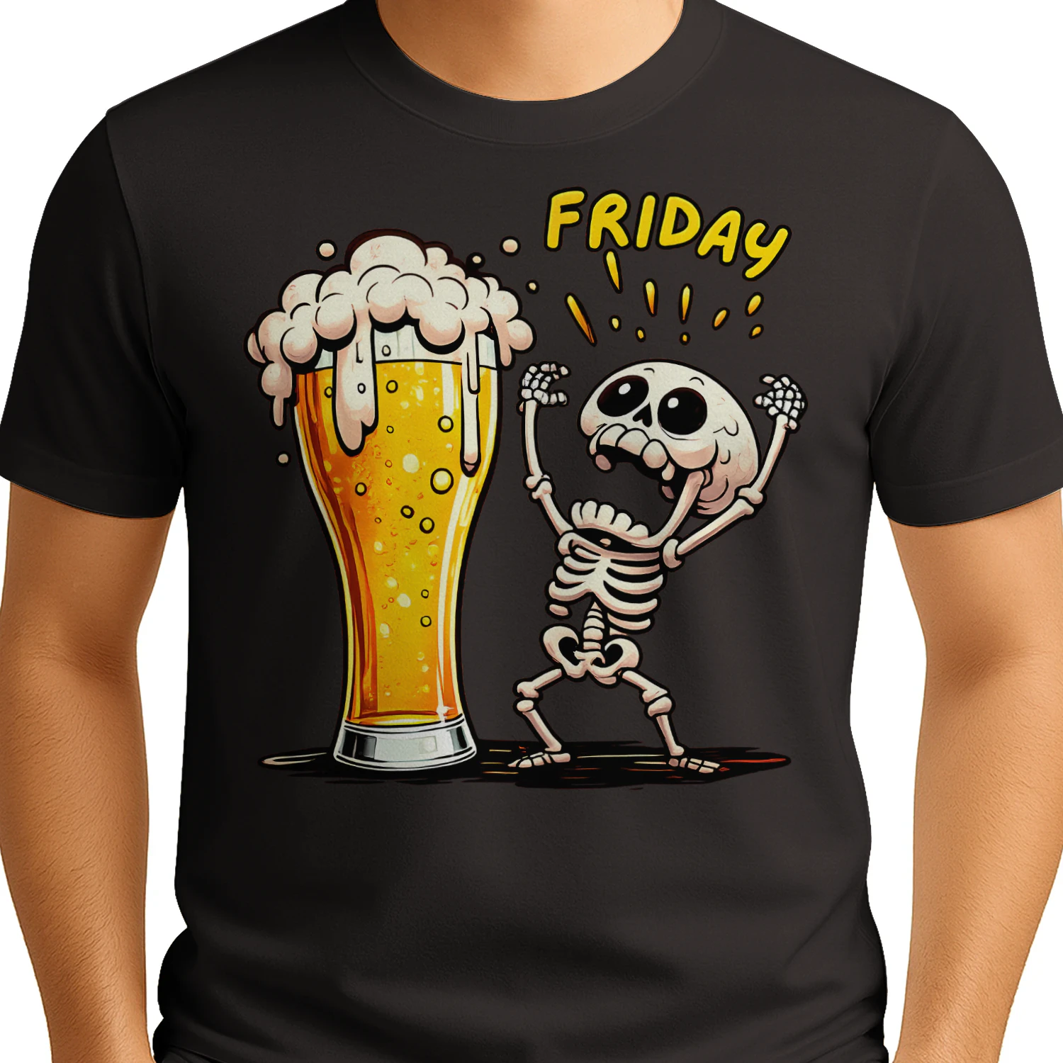Finally Friday Beer Skeleton Funny T-Shirt