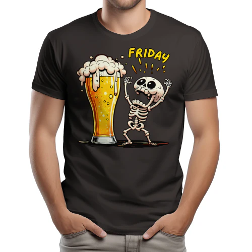 Finally Friday Beer Skeleton Funny T-Shirt
