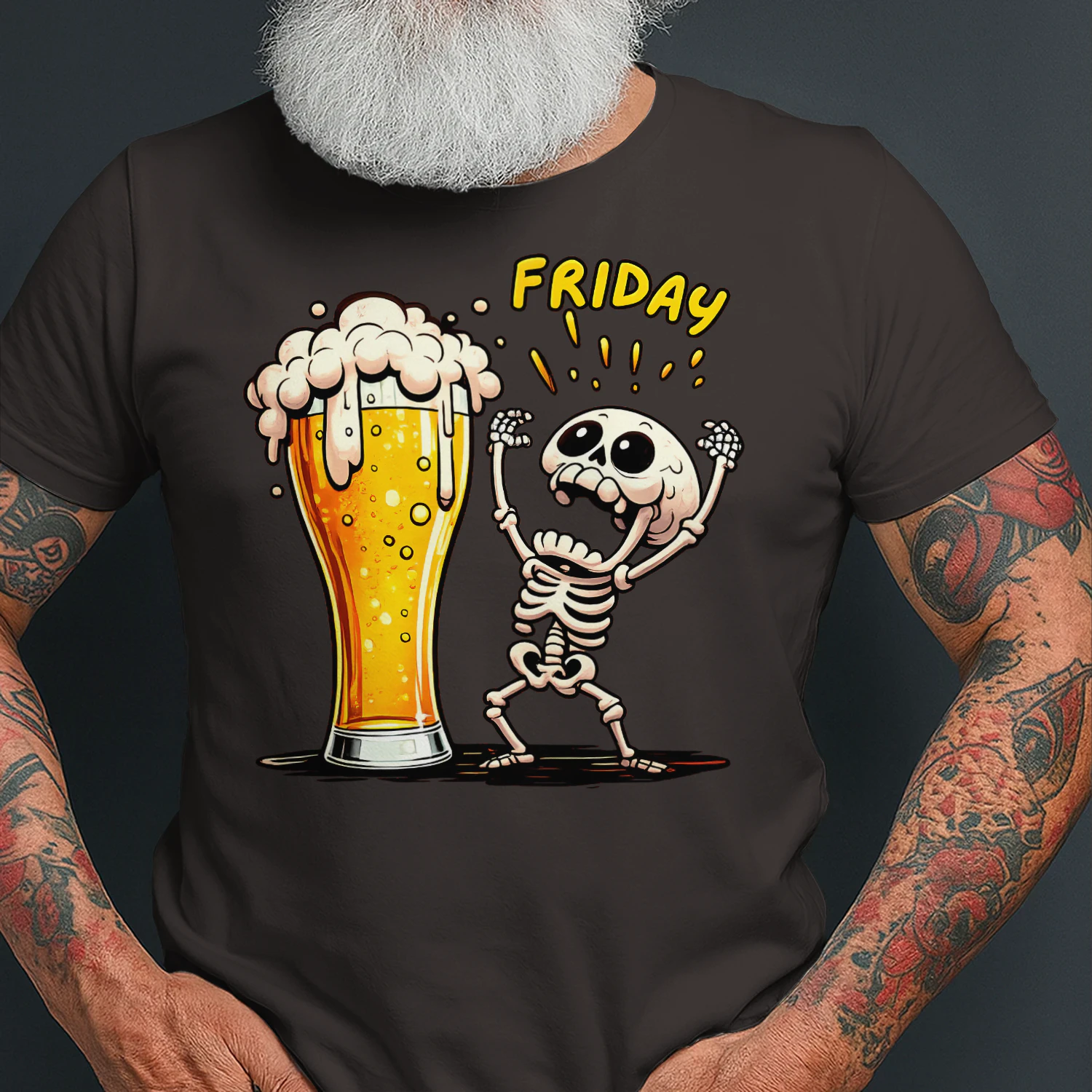 Finally Friday Beer Skeleton Funny T-Shirt