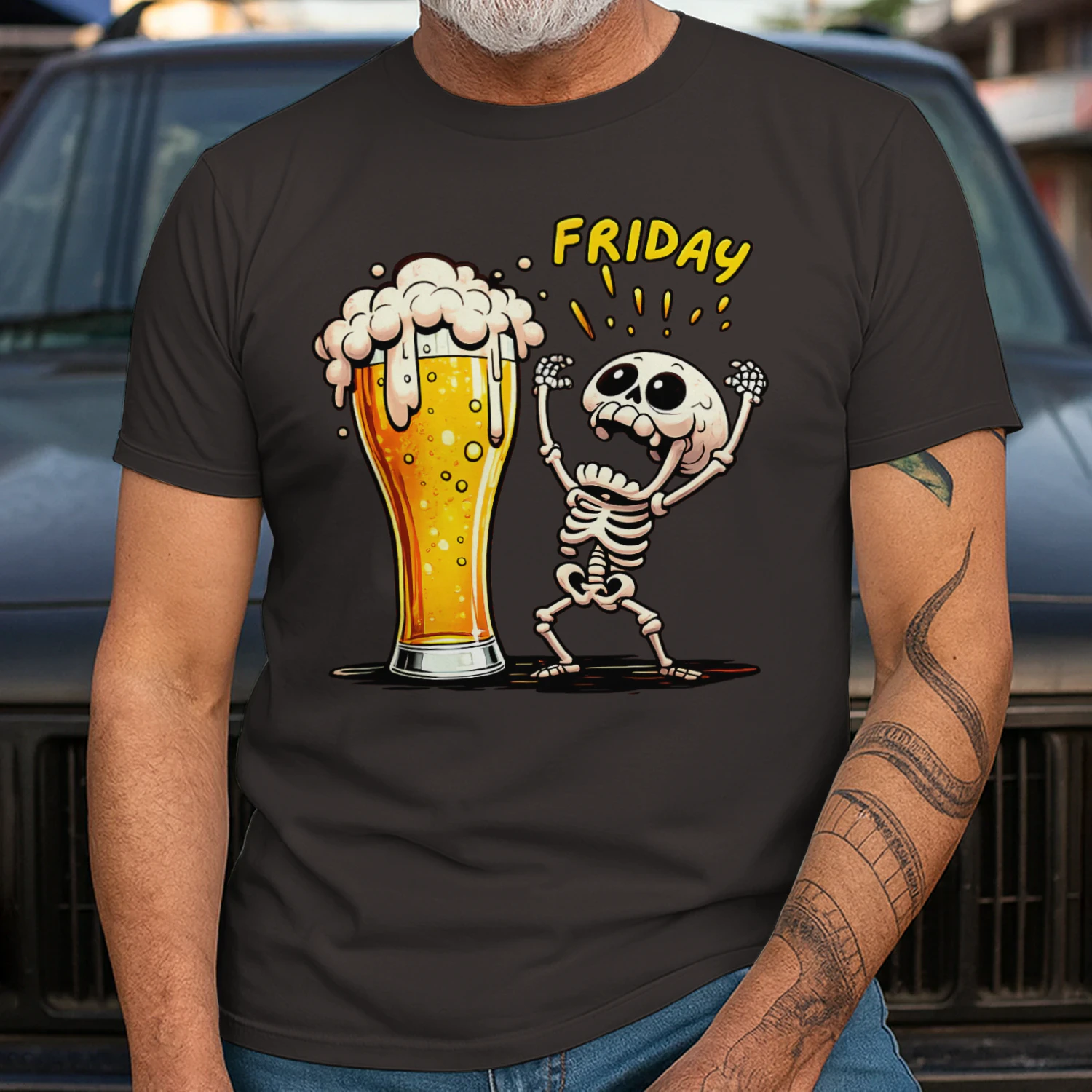 Finally Friday Beer Skeleton Funny T-Shirt