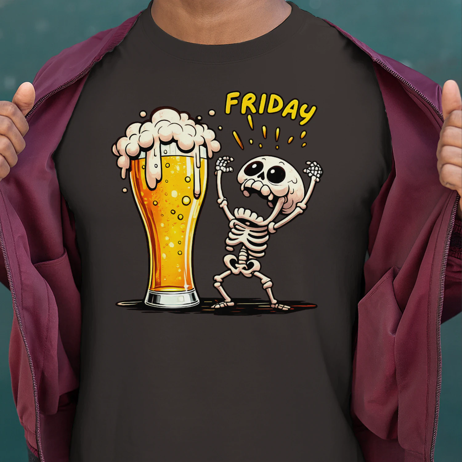Finally Friday Beer Skeleton Funny T-Shirt