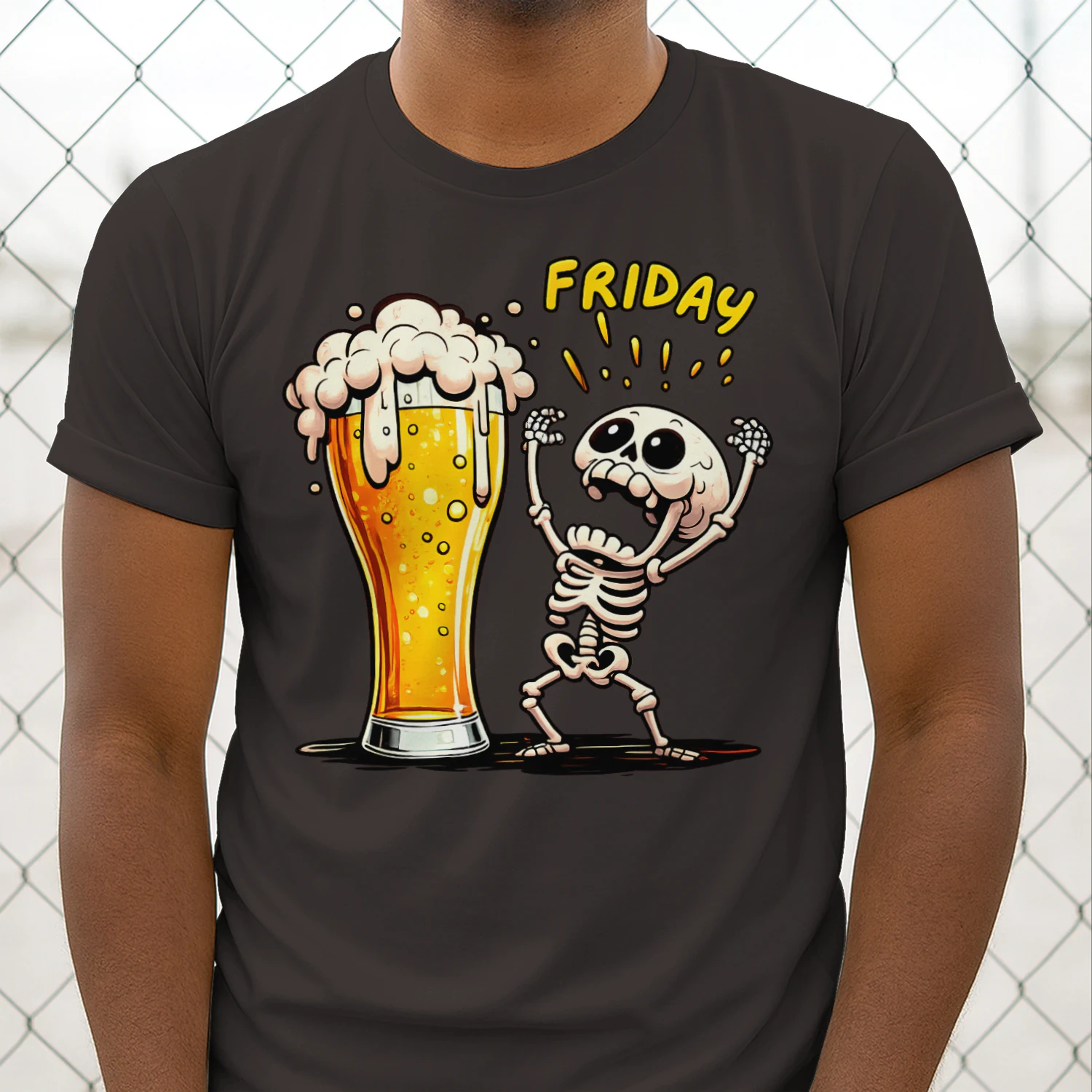Finally Friday Beer Skeleton Funny T-Shirt