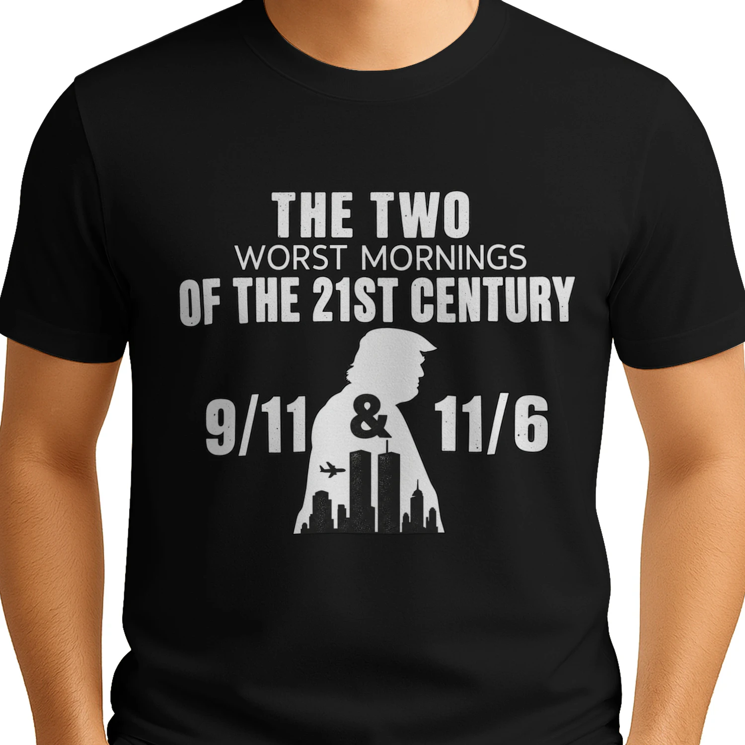 The Two Worst Mornings of the 21st Century 9/11 Memorial Tribute T-Shirt | September 11 Remembrance Shirt | Never Forget