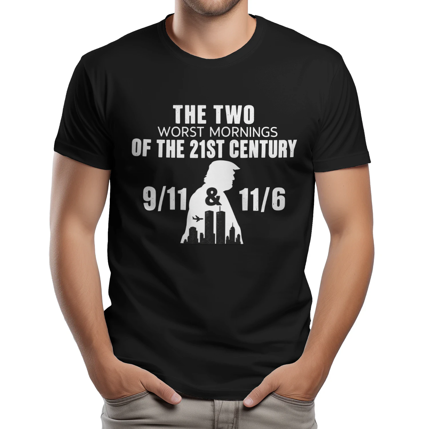 The Two Worst Mornings of the 21st Century 9/11 Memorial Tribute T-Shirt | September 11 Remembrance Shirt | Never Forget