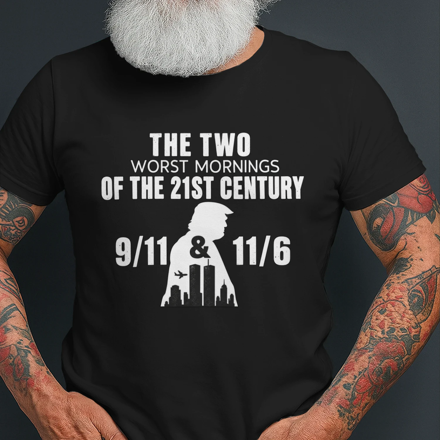 The Two Worst Mornings of the 21st Century 9/11 Memorial Tribute T-Shirt | September 11 Remembrance Shirt | Never Forget