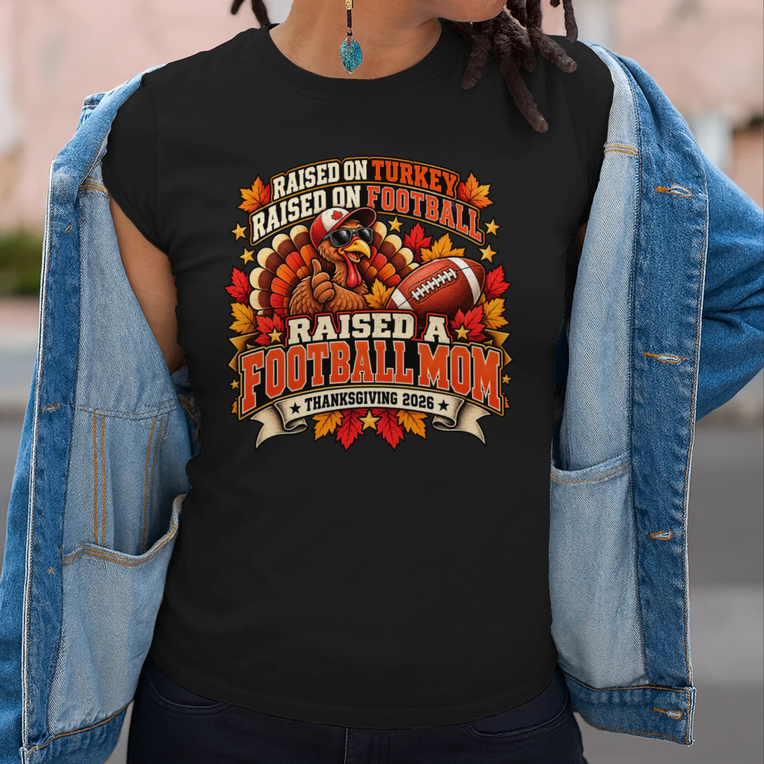 Raised A Football Mom Thanksgiving Shirt – Funny Turkey & Football Mom Tee 2026 🦃🏈 Buy Now!