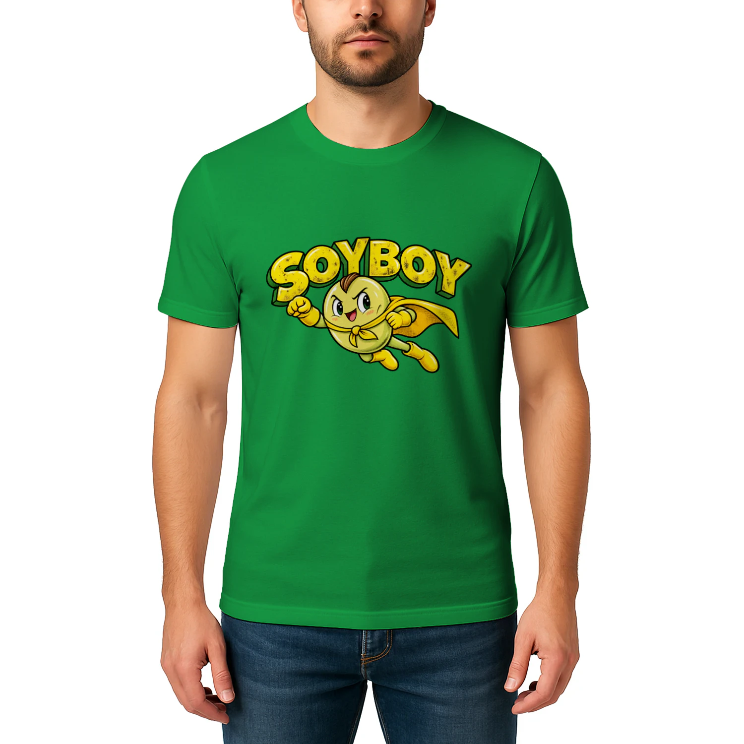 Funny Soyboy Superhero Meme T-Shirt – Retro Soybean Cartoon Shirt, Sarcastic Geek Humor Tee 🫘🦸 Buy Now!
