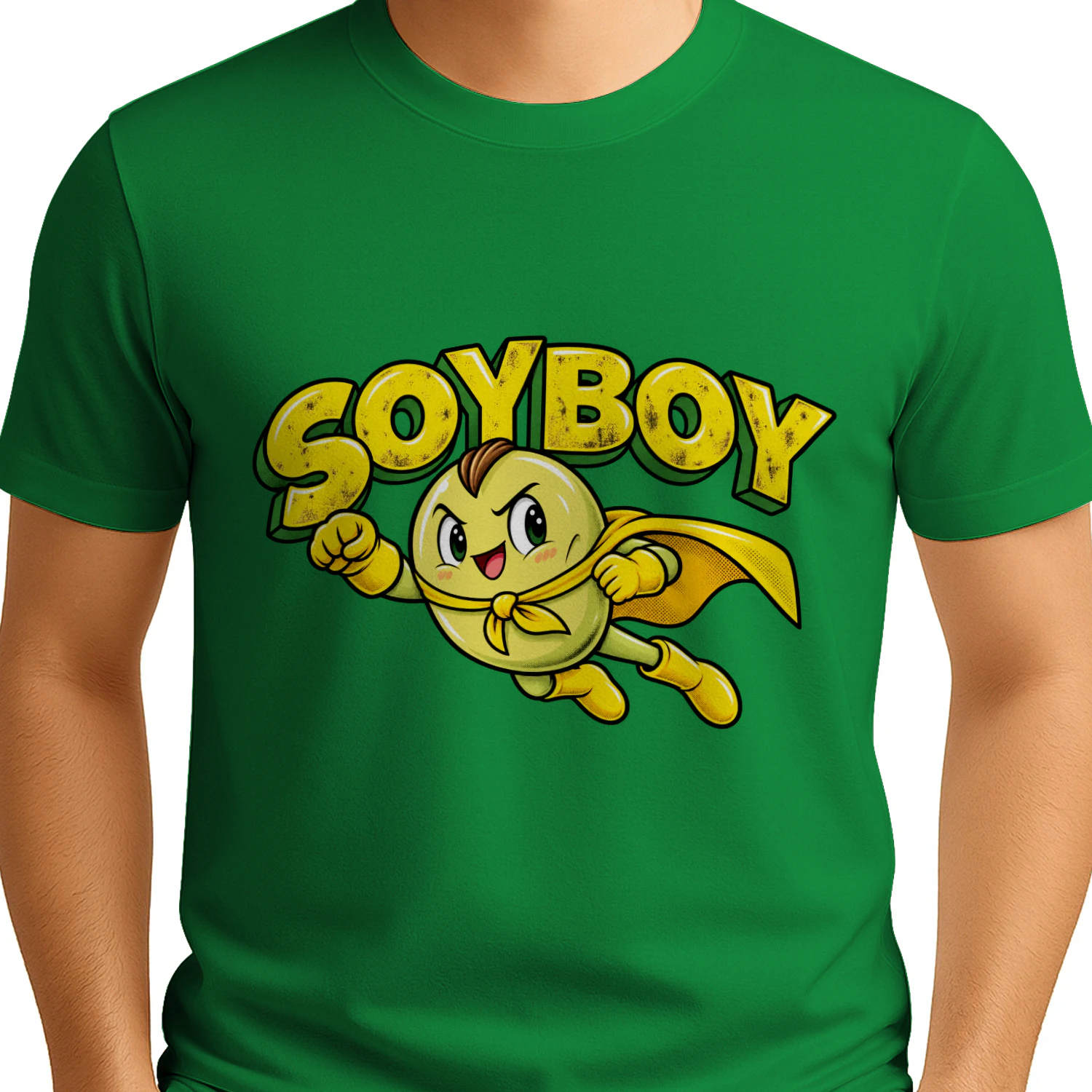 Funny Soyboy Superhero Meme T-Shirt – Retro Soybean Cartoon Shirt, Sarcastic Geek Humor Tee 🫘🦸 Buy Now!