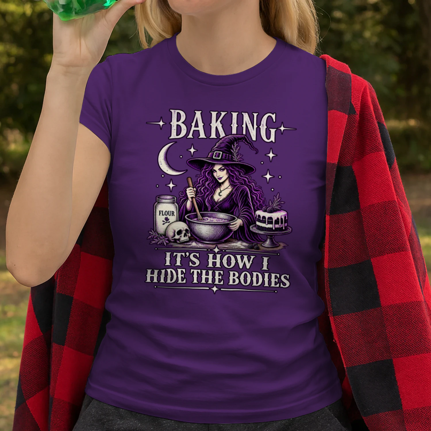 Baking It’s How I Hide the Bodies Shirt 🧙‍♀️ Funny Witch Halloween Baking T-Shirt for Bakers & Dark Humor Fans — Shop Today!