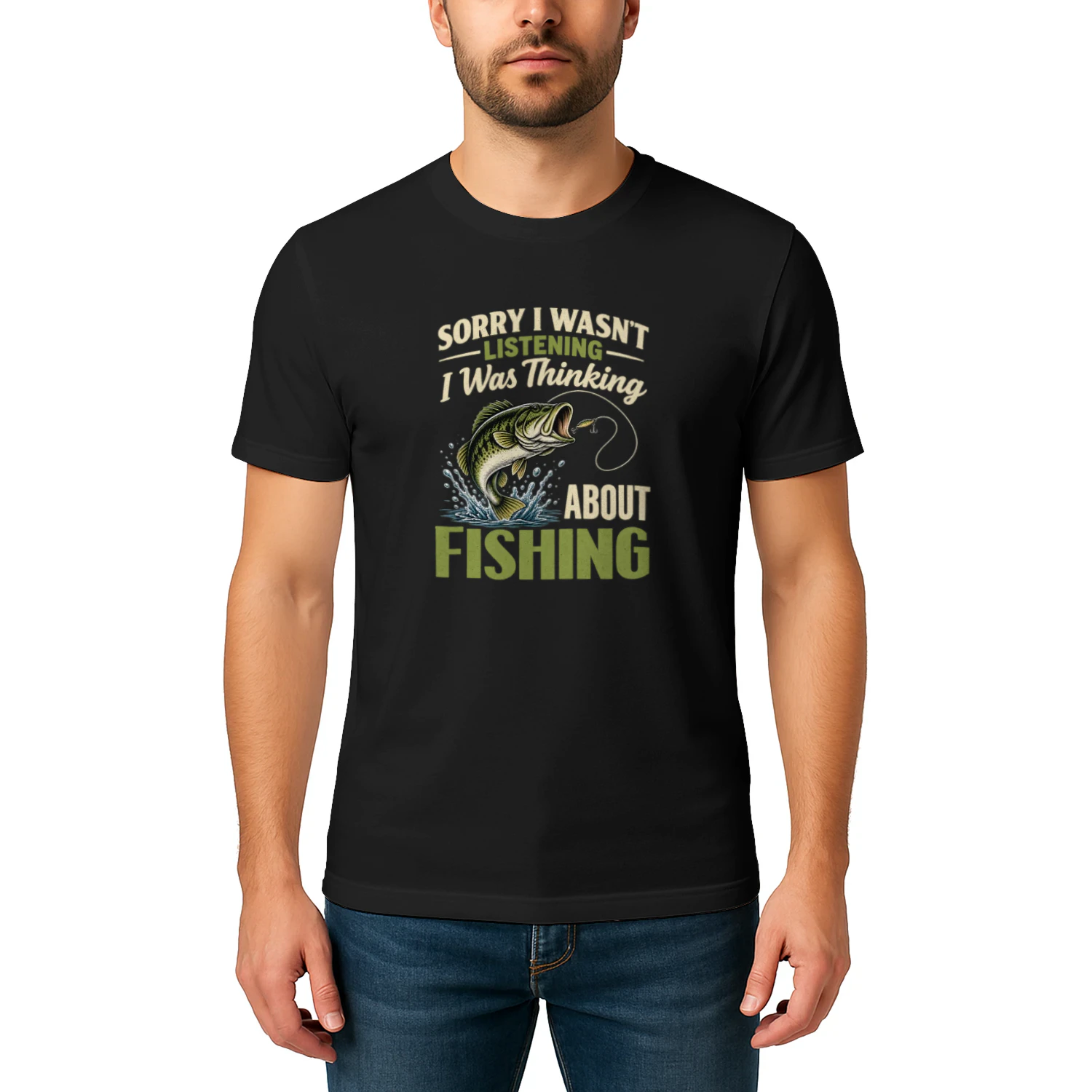 Sorry I Wasn’t Listening Fishing T-Shirt – Funny Bass Fishing Design