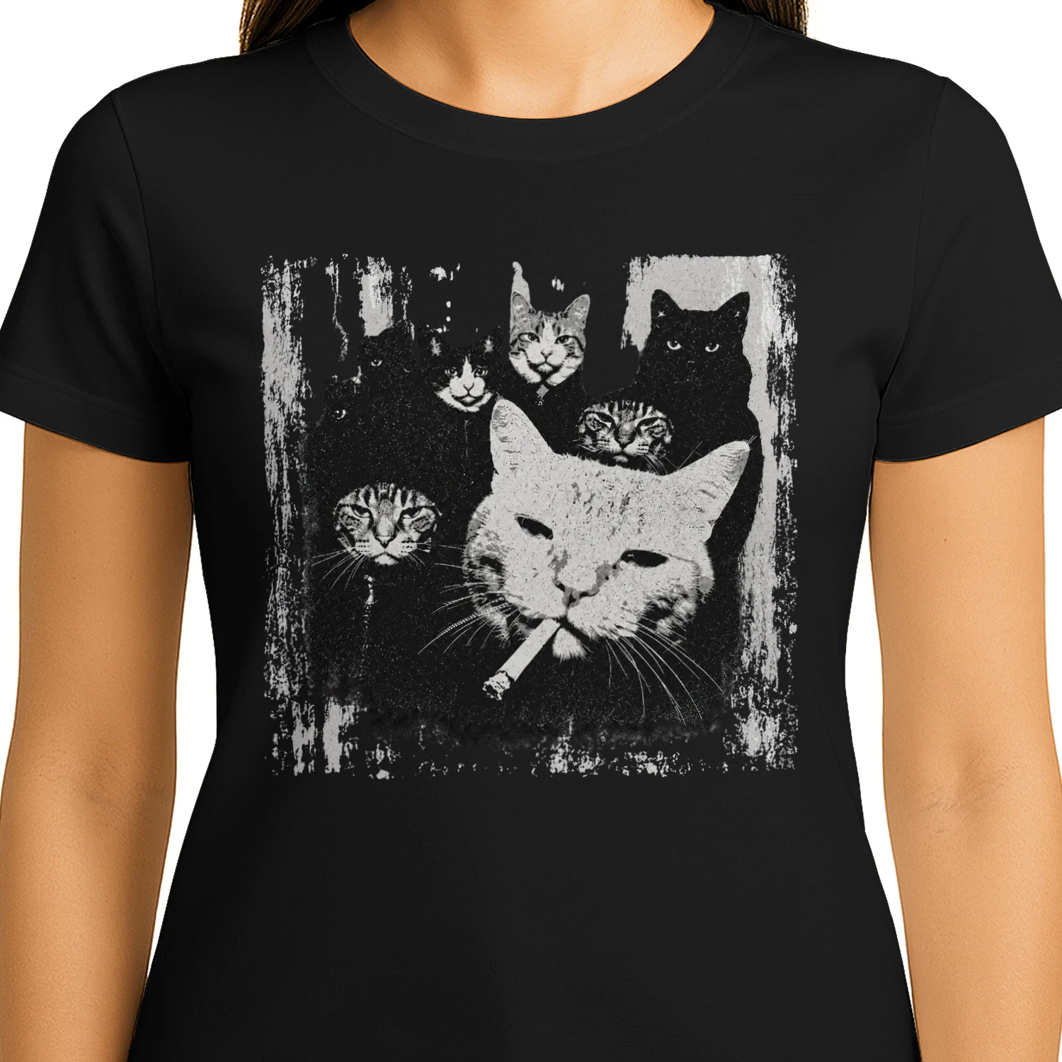 Grunge Katzen Gang Vintage Unisex T-Shirt