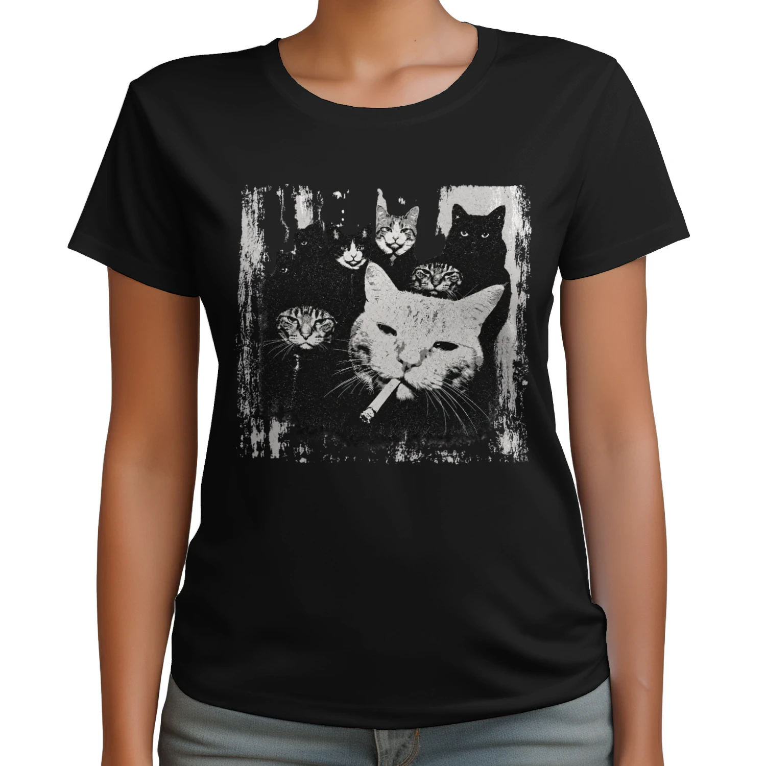 Grunge Katzen Gang Vintage Unisex T-Shirt