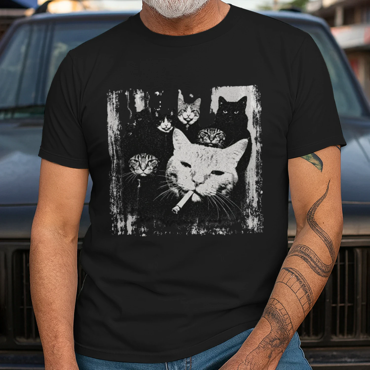 Grunge Katzen Gang Vintage Unisex T-Shirt