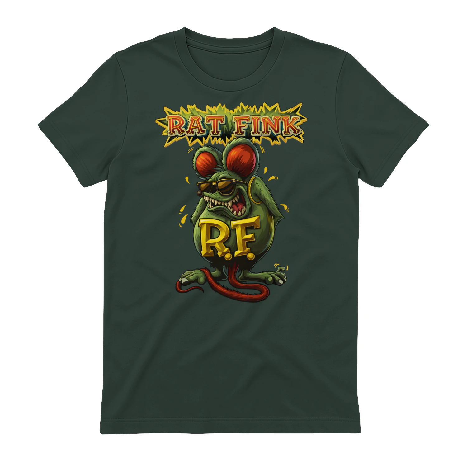 Funny RAT FINK Hot Rod 🐀🔥 Rat Fink with SUNGLASSES Horror Spooky Rat Vintage Kustom Kulture Cartoon Car Tee