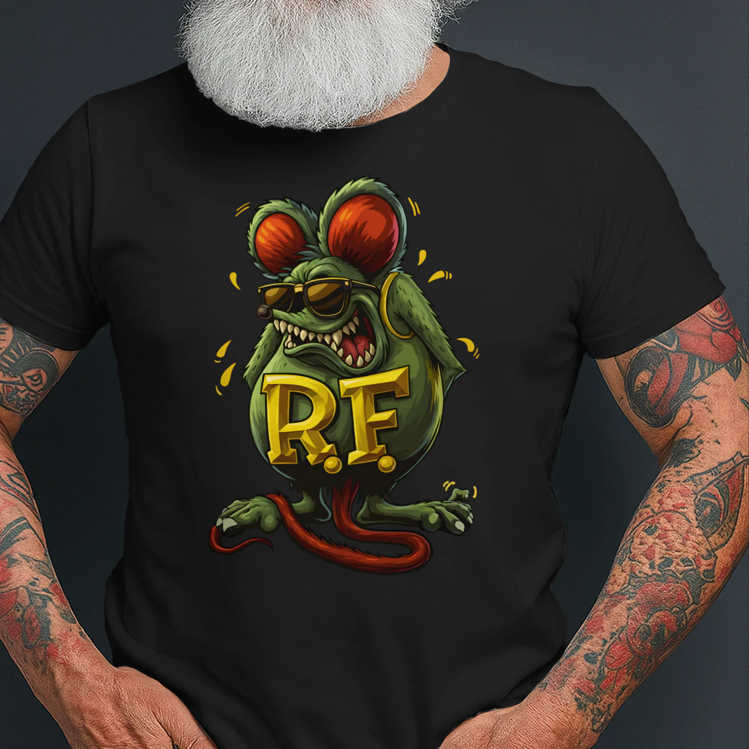 Funny RAT FINK SUNGLASSES GOLD 🐀🔥 Rat Fink Horror Hot Rod Cool Spooky Rat Vintage Kustom Kulture Cartoon Car Tee Classic Unisex T-shirt